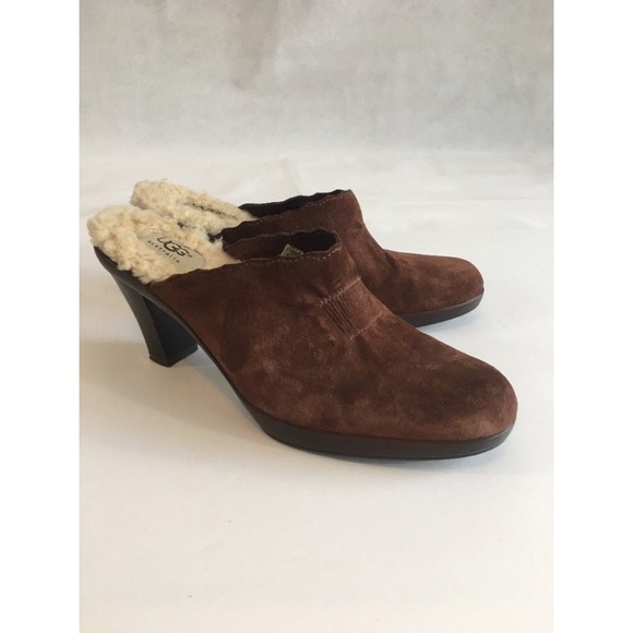 UGG Shoes - UGG Australia Clogs Leather Sherpa-Lined Heels 8.5